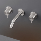 CEA Milo360 MIL39 Mélangeur lavabo mural avec deux robinets et un bec pivotant | Edilceram Design